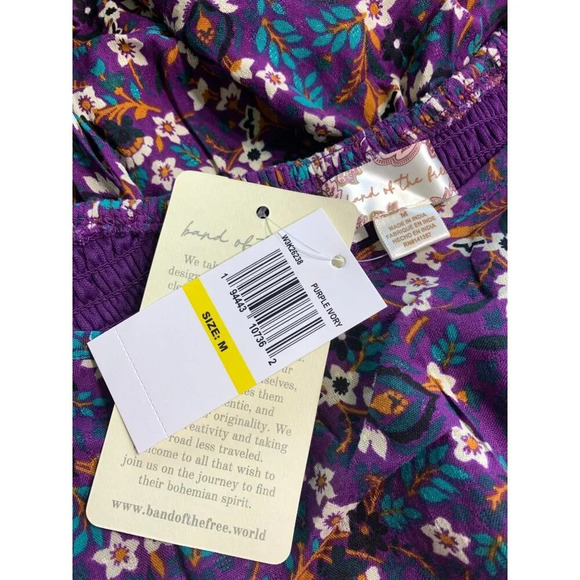 Band of Gypsies Floral Print Purple Short Sleeve Dress - Picture 8 of 9